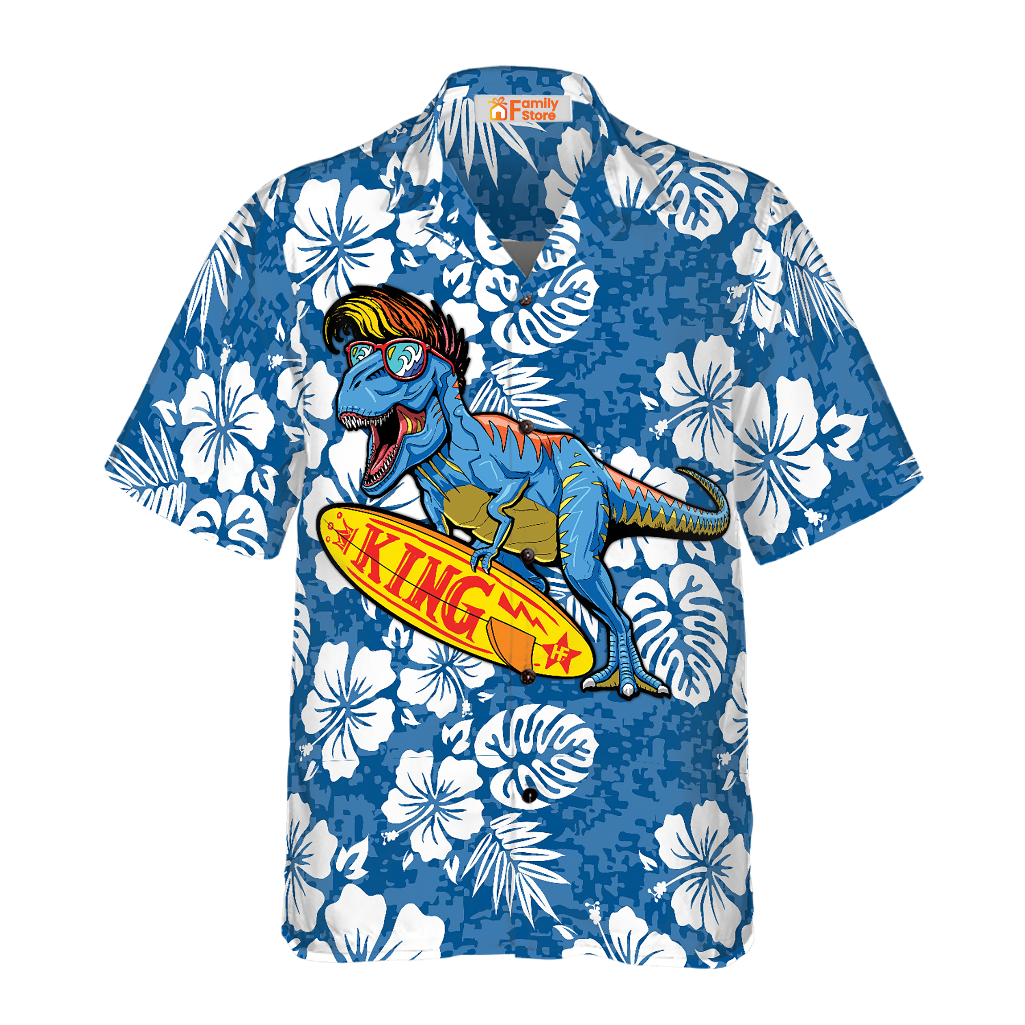 T-Rex Catch The Waves Dinosaur Hawaiian Shirt