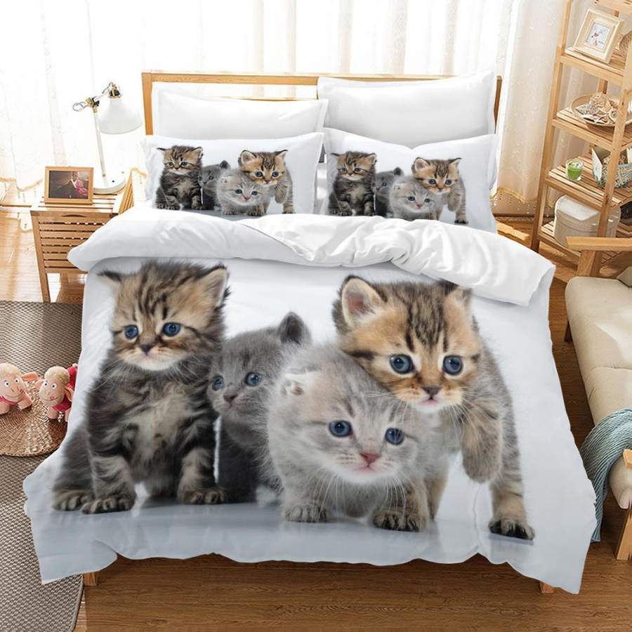 3D Cat Kitty Quilt Cover Set Bedding Set Pillowcases 26