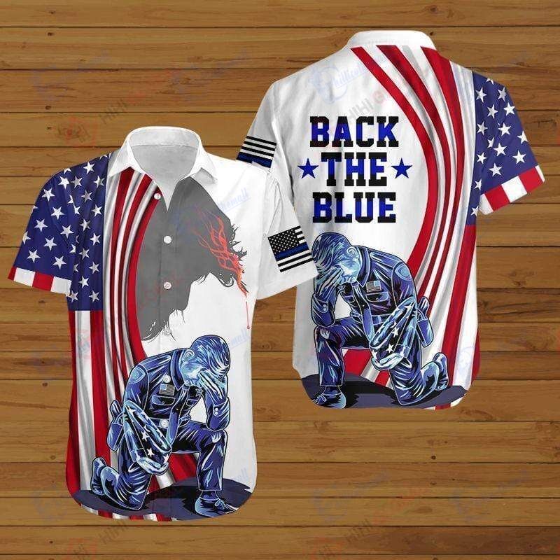 Us Police Back The Blue Hawaiian Aloha Shirts