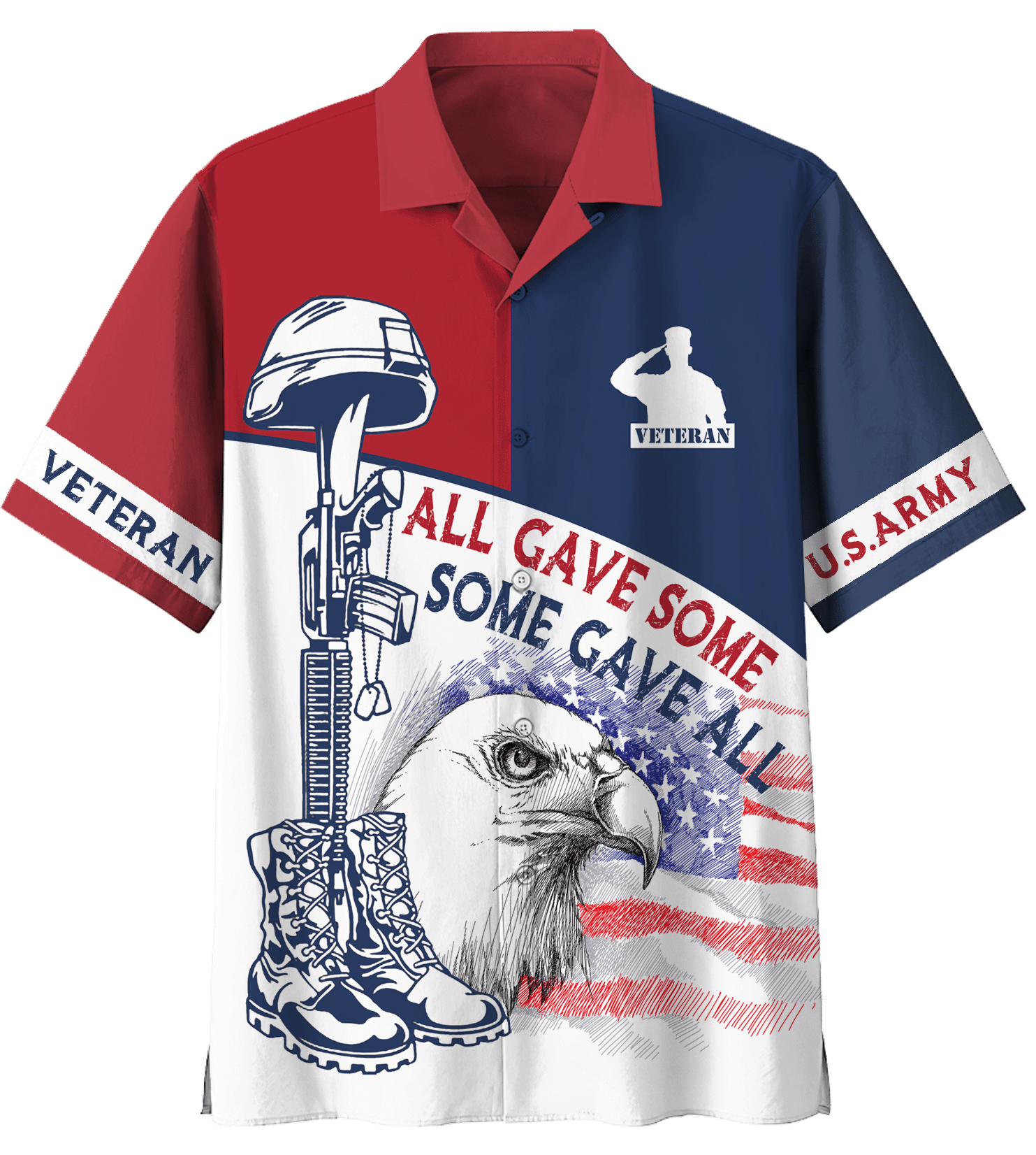 Us Army All Gave Some, Some Gave All Eagle American Flag Hawaiian Shirt