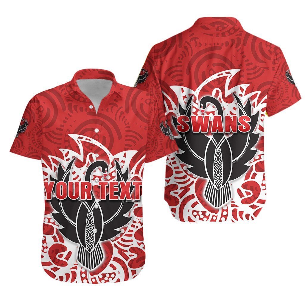 Sydney Hawaiian Shirt Simple Indigenous Swans K8