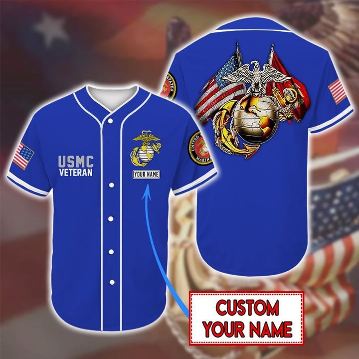 Us Marine Corps Veteran Colorfull – Personalized Baseball Jersey Shirt