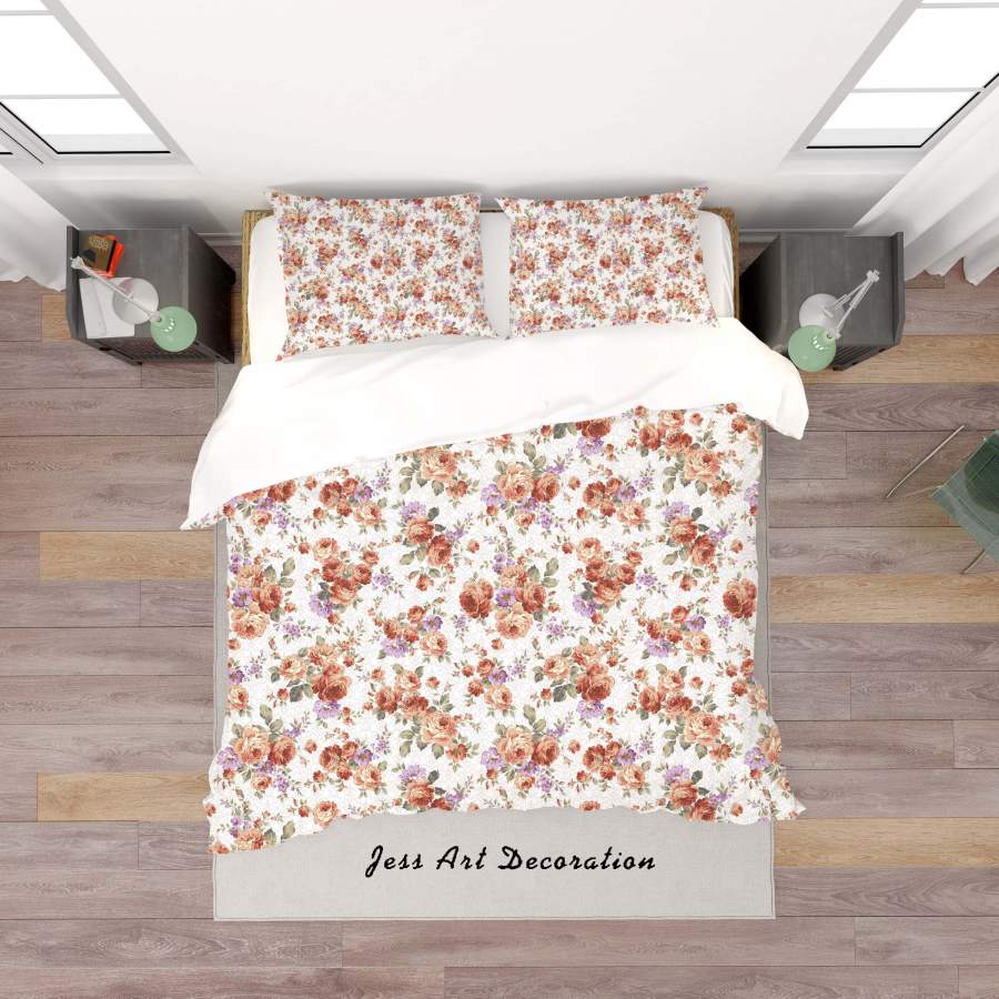 3D White Flowers Quilt Cover Set Bedding Set Duvet Cover Pillowcases SF126