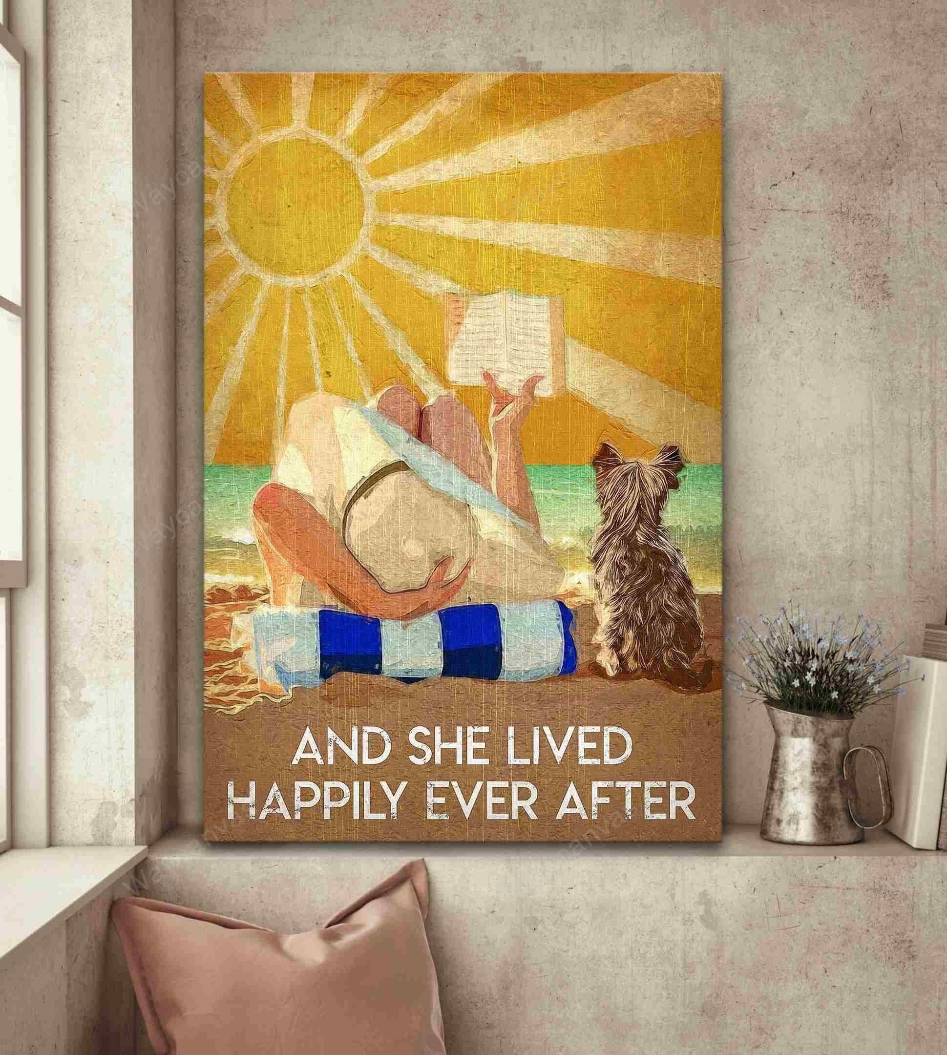 Yorkshire – And She Lives Happily Ever After With Her Dog – Portrait Canvas