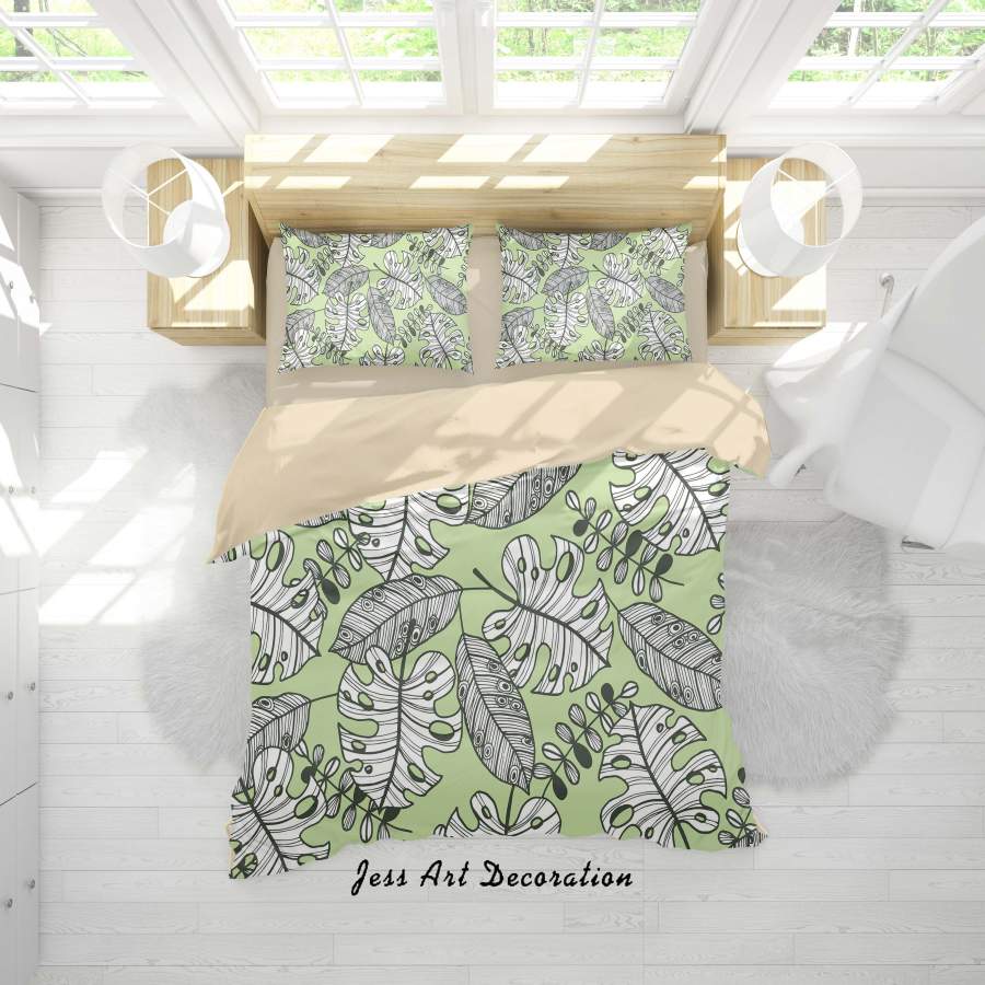 3D Green Leaves Quilt Cover Set Bedding Set Duvet Cover Pillowcases SF79