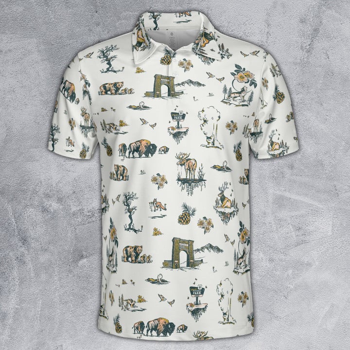 Yellowstone National Park Pattern – Polo Shirt For Women