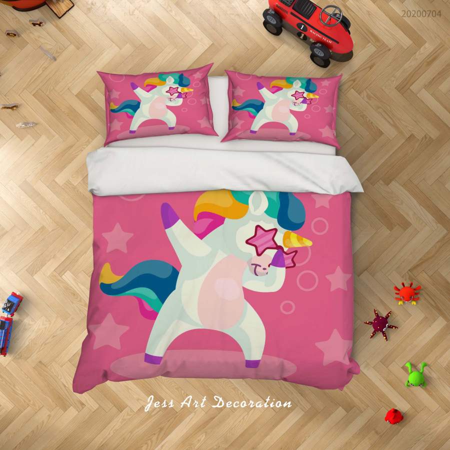 3D Pink Unicorn Quilt Cover Set Bedding Set Duvet Cover Pillowcases SF163