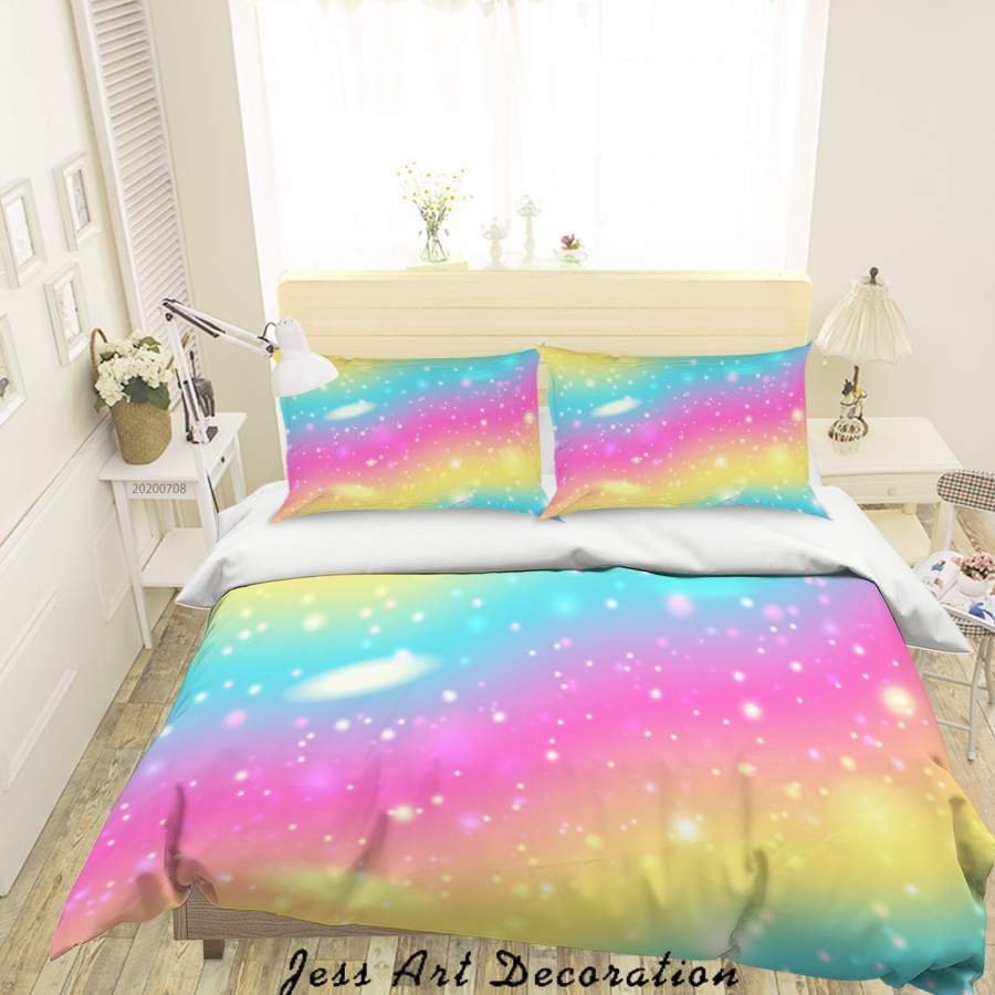 3D Gradient Star Rainbow Quilt Cover Set Bedding Set Duvet Cover Pillowcases SF11