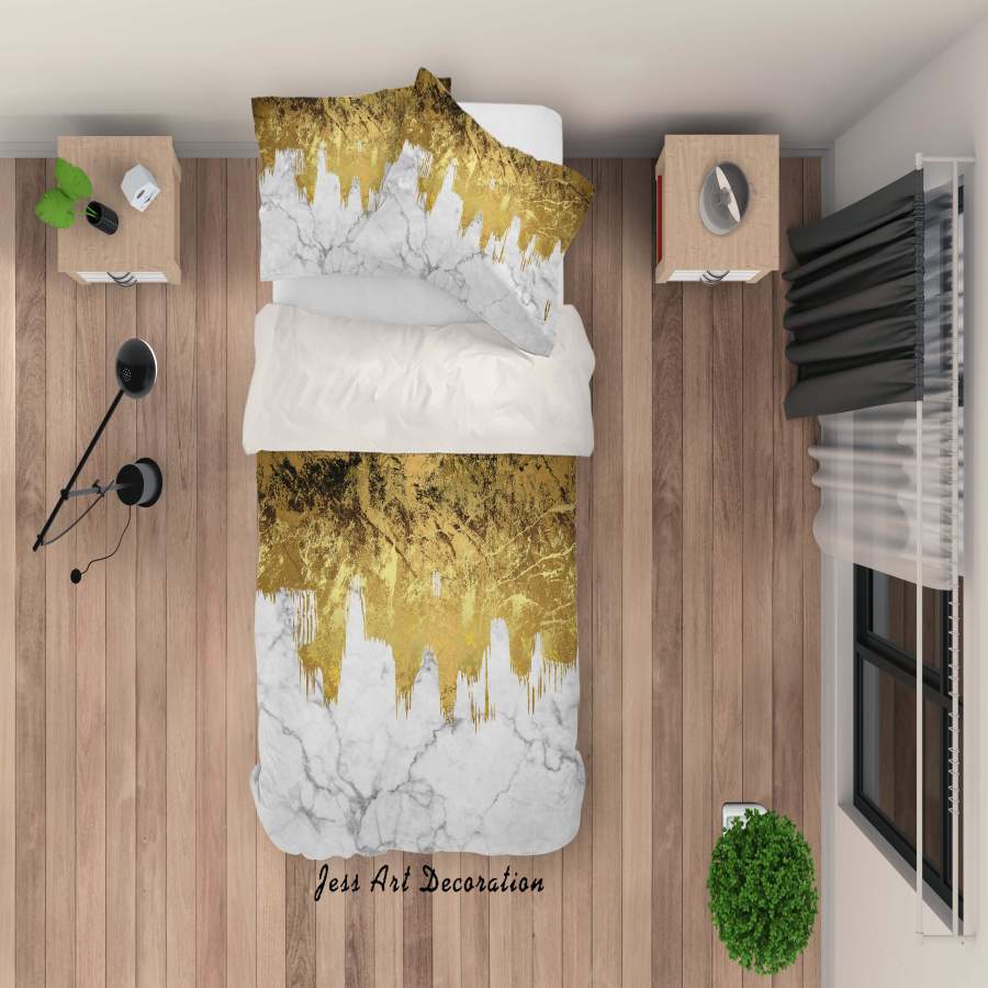 3D Golden Marble Quilt Cover Set Bedding Set Pillowcases 121