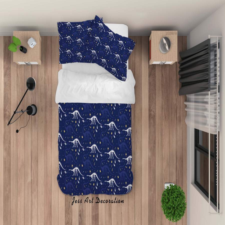 3D Blue Dinosaur Fossil Quilt Cover Set Bedding Set Duvet Cover Pillowcases SF41