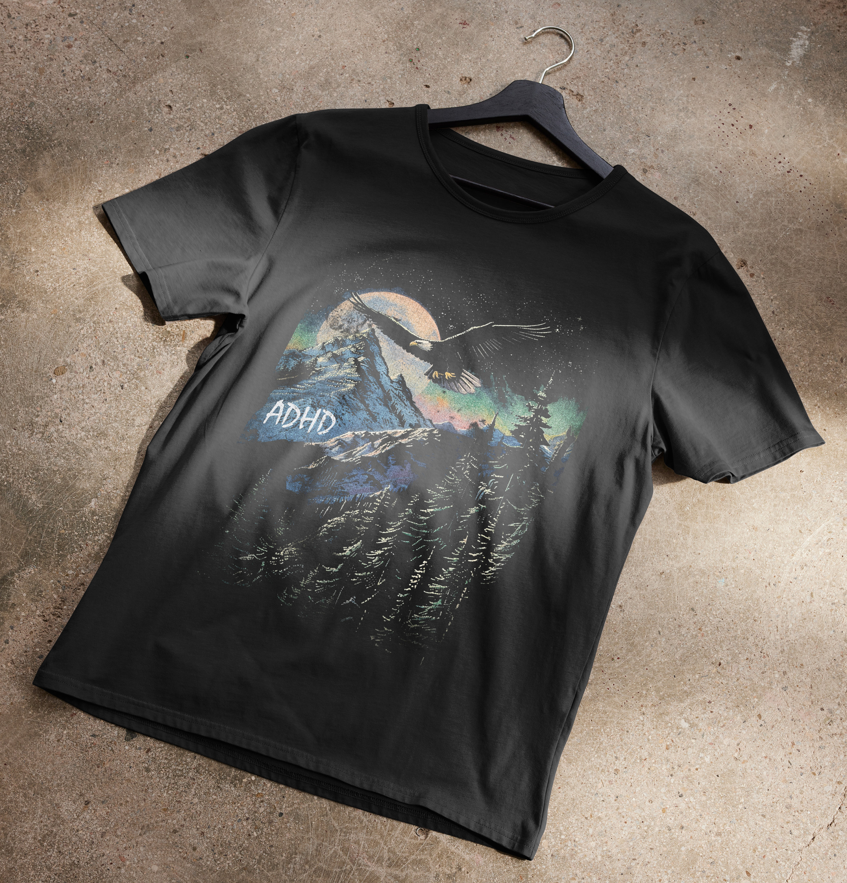 ADHD Eagle Soaring Through The Glowing Night Sky T-Shirt