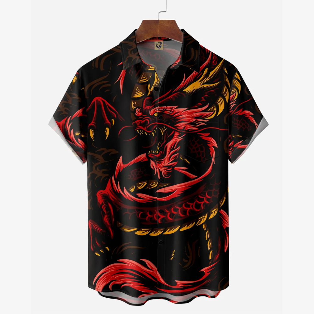 Ukiyoe Dragon Red Black Short Sleeve – Hawaiian Shirt