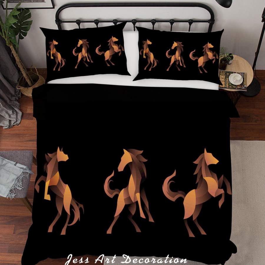 3D Black Horse Quilt Cover Set Bedding Set Pillowcases SF23