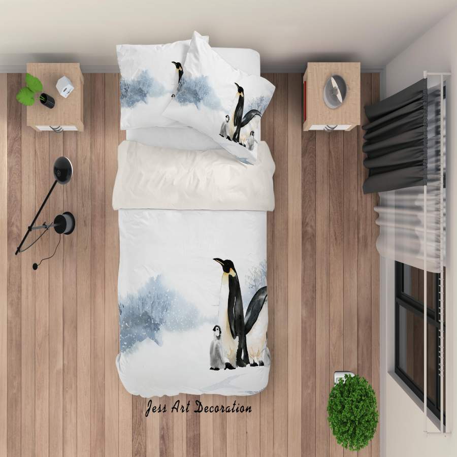 3D Watercolor Penguin Quilt Cover Set Bedding Set Pillowcases 76