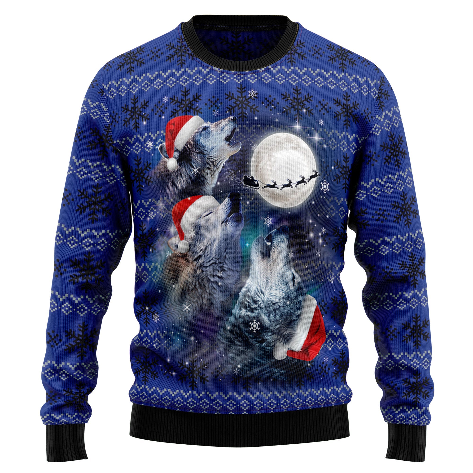 Wolf Moon Ugly Christmas Sweater For Men And Women