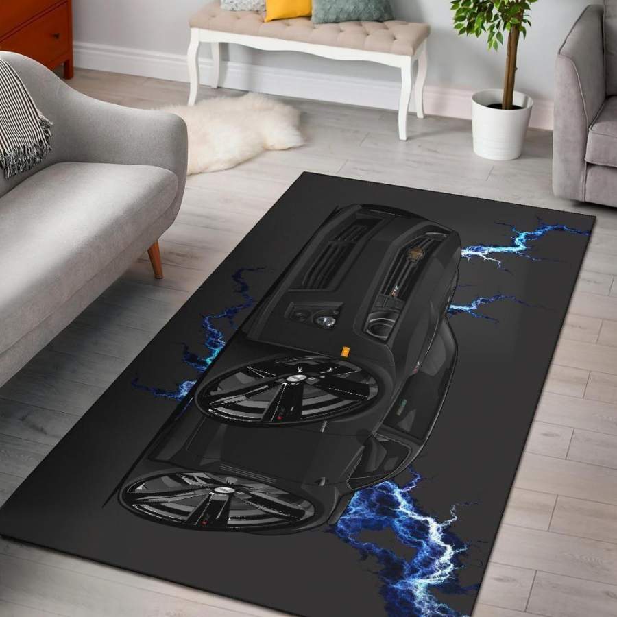 2013 Chevy Camaro ZL1 Muscle Car Art Blue Lightening Area Rug Carpets