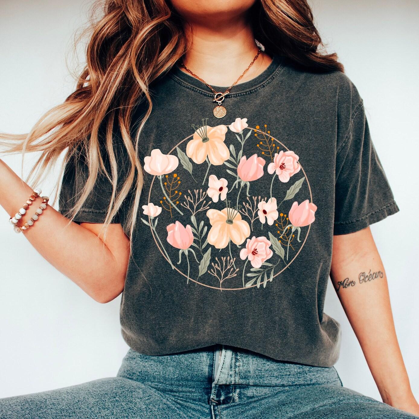 Wildflower Tshirt, Flower Shirt, Gift for Women, Ladies Shirts, Flowers Lover Shirt, Wild Flowers Shirt, Floral Tshirt Casual Clothing