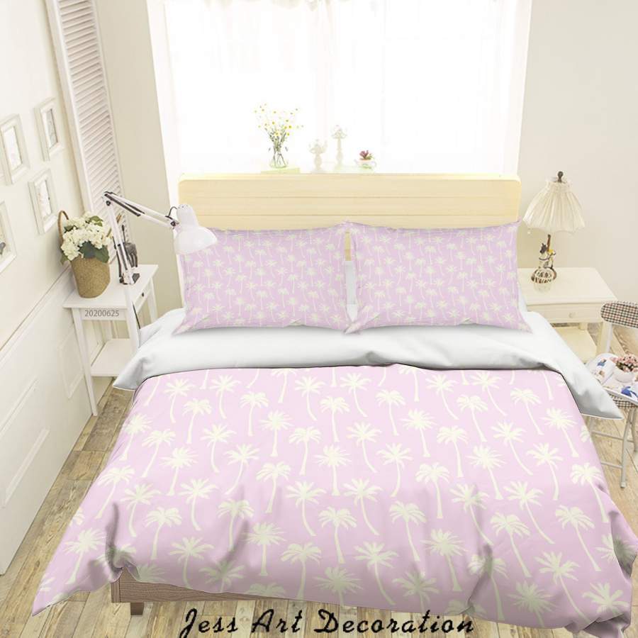 3D Pink Tropical Palm Tree Quilt Cover Set Bedding Set Duvet Cover Pillowcases SF80