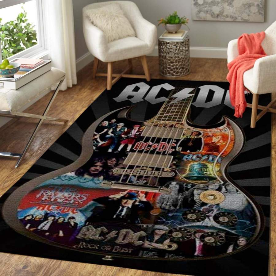 AC/DC Rug / Area Rug – Music Floor Rug Home Decor – Homebeautyus