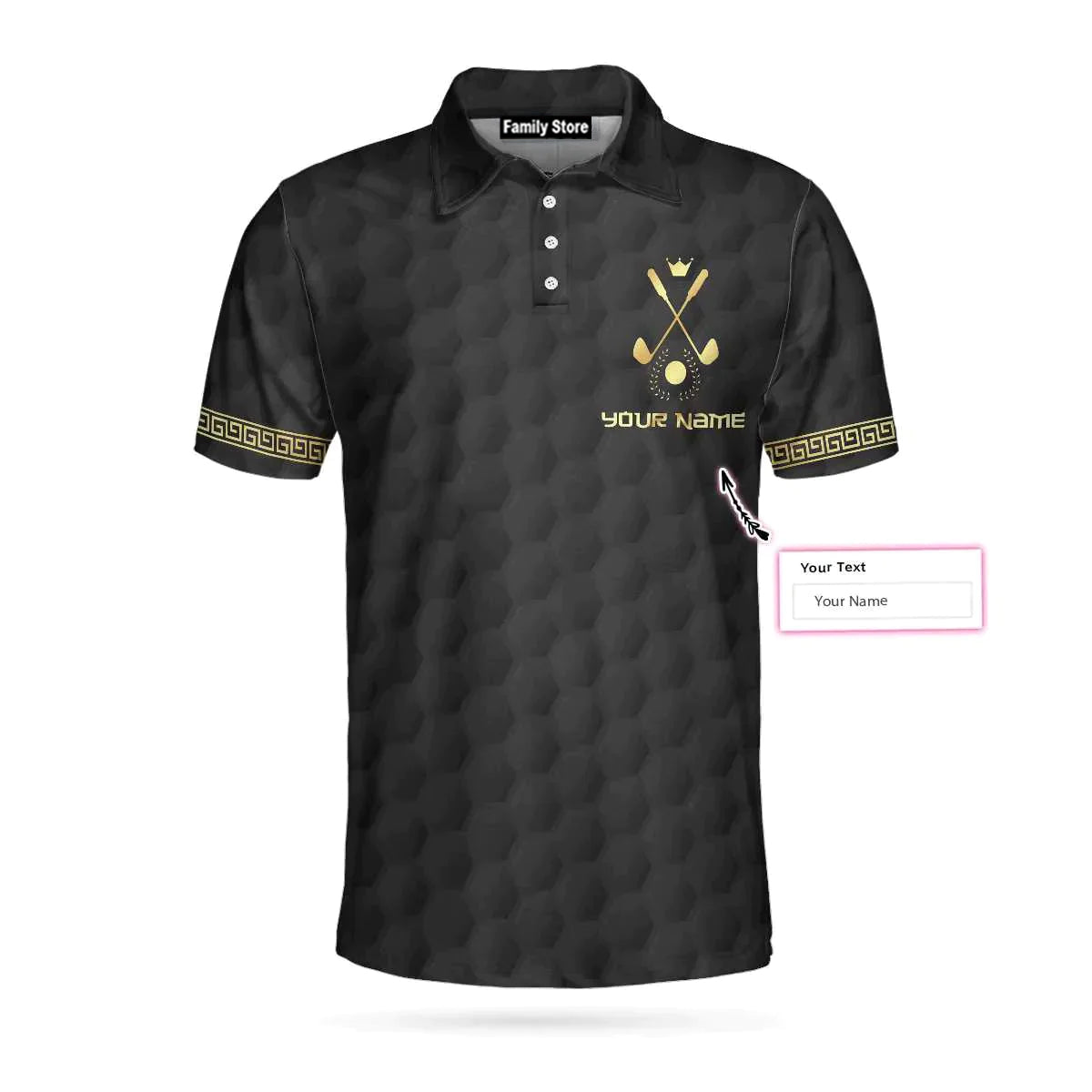 Personalized Black Golf Ball Pattern Ball Clubs Men Polo Shirt