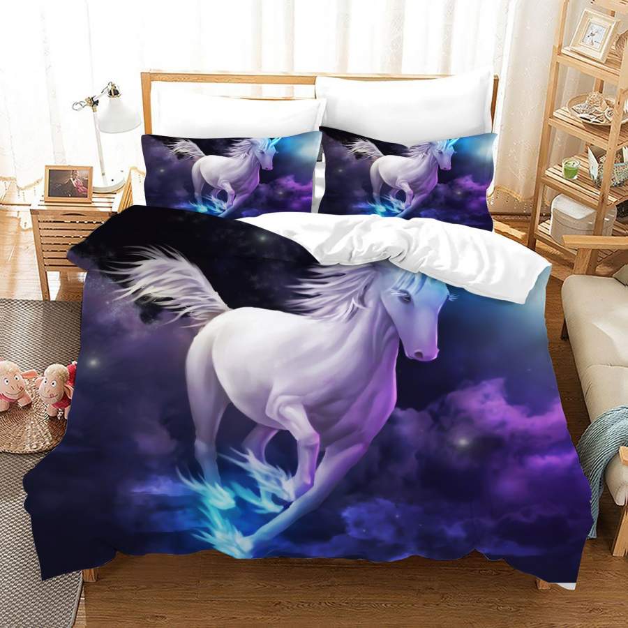 3D Purple Clouds Unicorn Quilt Cover Set Bedding Set Duvet Cover Pillowcases JN1020