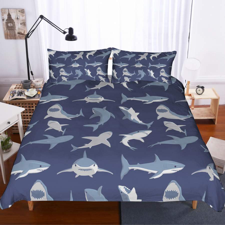 3D Shark Quilt Cover Set Bedding Set Pillowcases 115