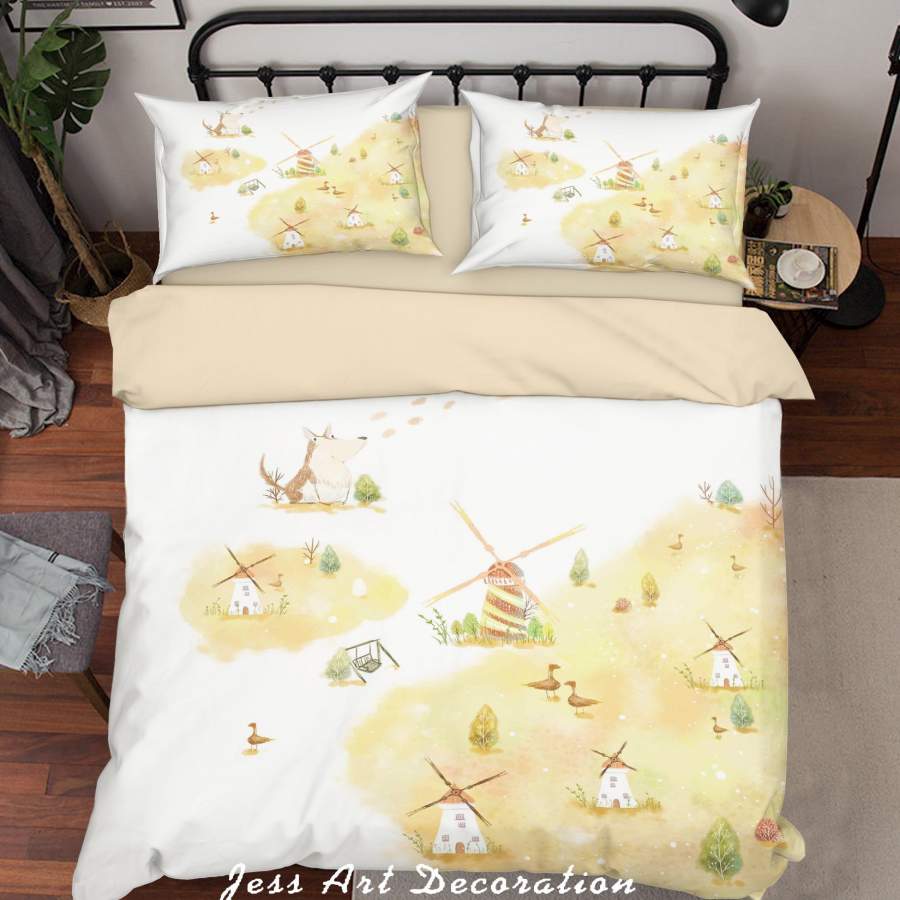 3D Cartoon Windmill Tree Quilt Cover Set Bedding Set Duvet Cover Pillowcases A561 LQH