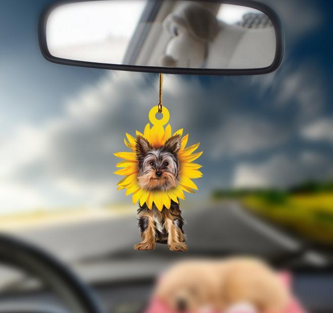 Yorkshire Terrier Smiling Sunflower Shape Ornament – Gift For Dog Lover