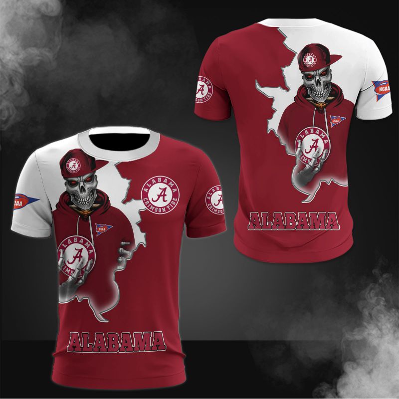 Alabama Crimson Tide T Shirt Skull