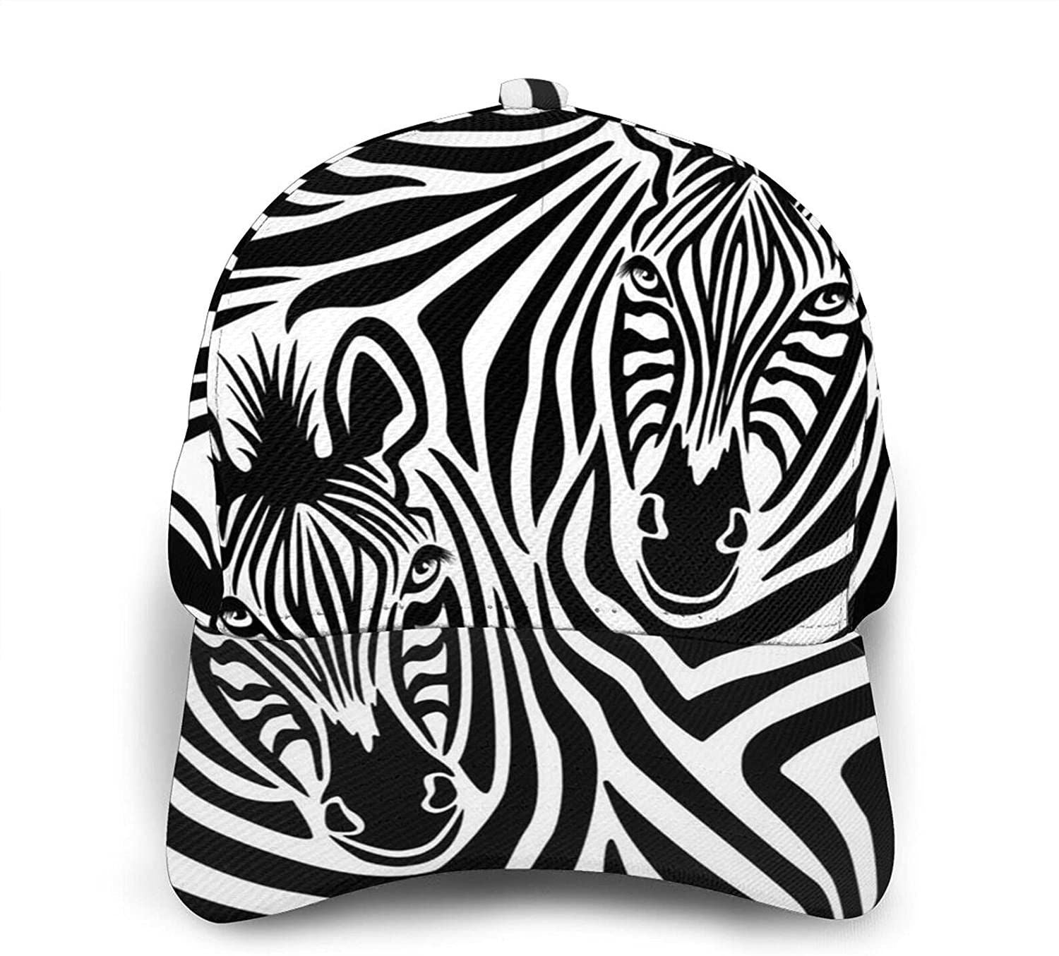 Zebra Classic Baseball 3D Cap Adjustable Twill Sports Dad Hats For Unisex