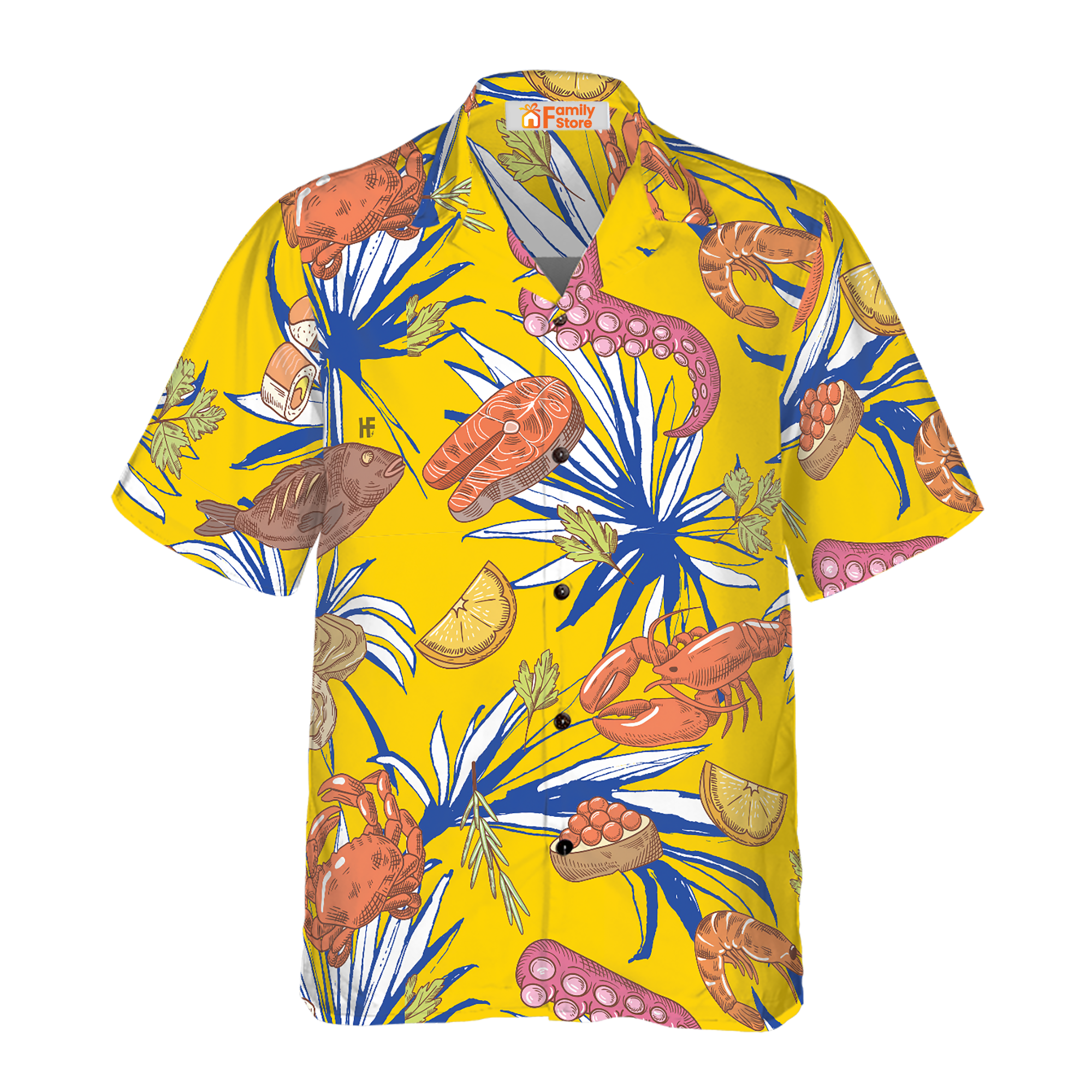 Tropical Floral Seafood Hawaiian Shirt