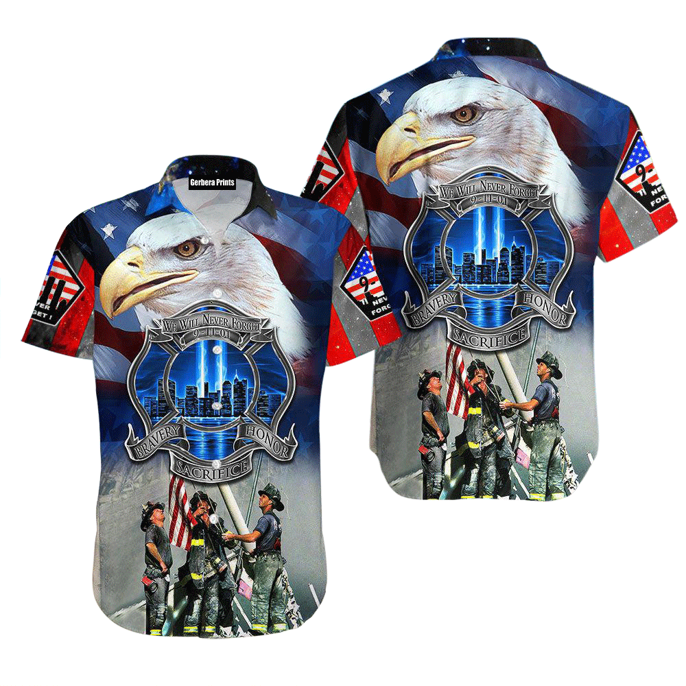 911 Never Forget Eagle American Flag Patriot Day Hawaiian Shirt