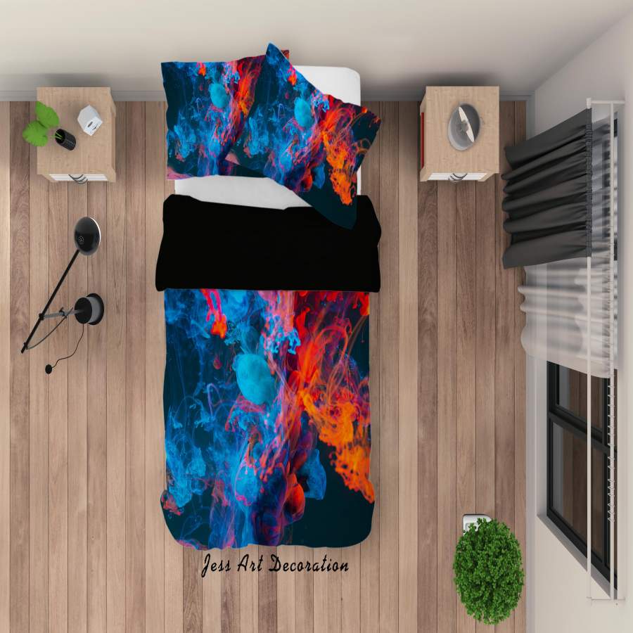 3D Abstract Smoke Blue Red Quilt Cover Set Bedding Set Duvet Cover Pillowcases 134 LQH