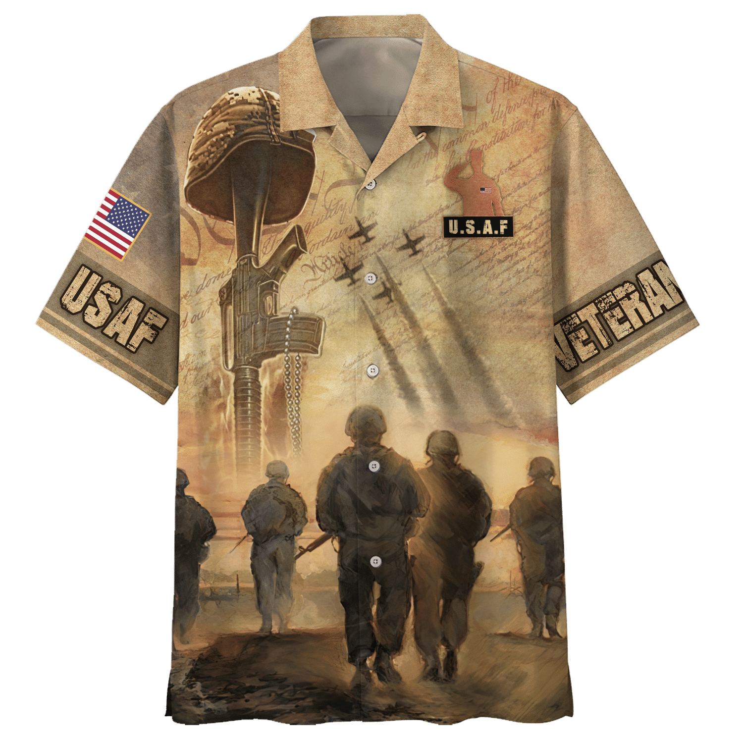 Air Force U.S.A.F Veteran Soldiers And Gun Hawaiian Shirt