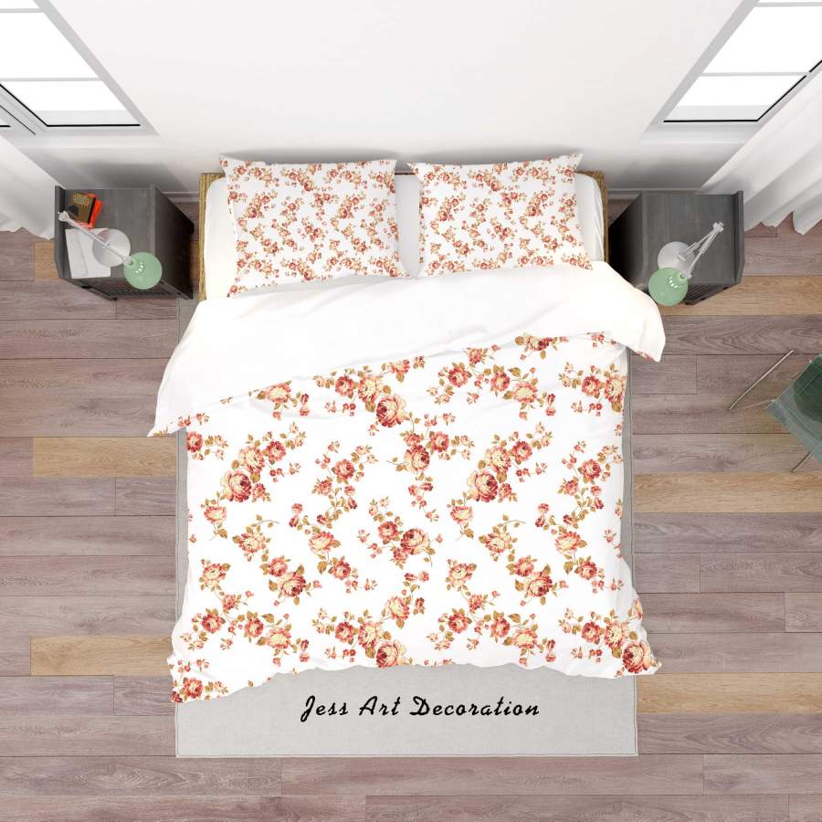 3D White Yellow Flowers Quilt Cover Set Bedding Set Duvet Cover Pillowcases SF146