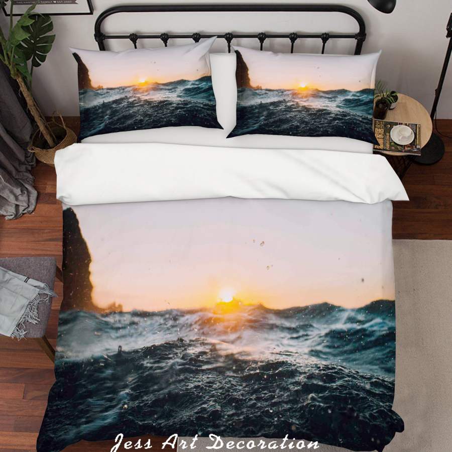 3D Sunset Sea View Quilt Cover Set Bedding Set Duvet Cover Pillowcases LQH A169