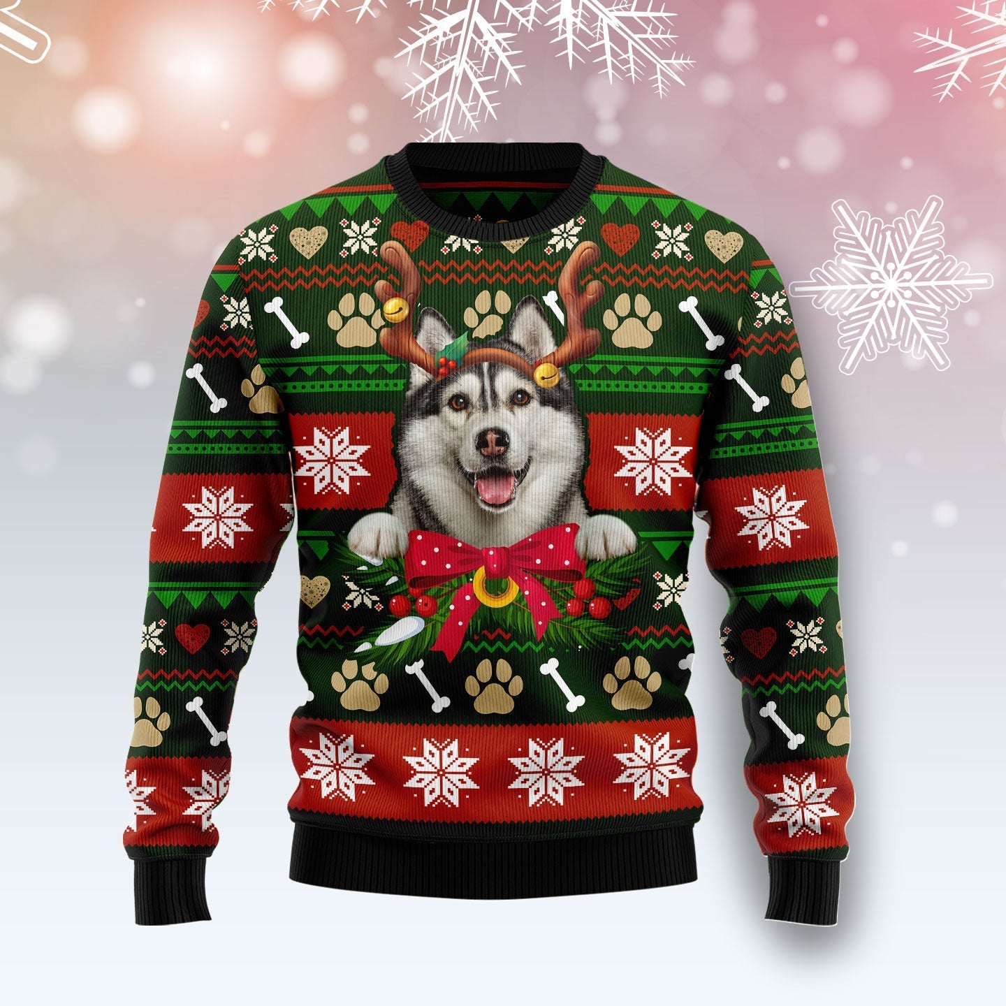 Adorable Siberian Husky Christmas Funny Ugly Sweater