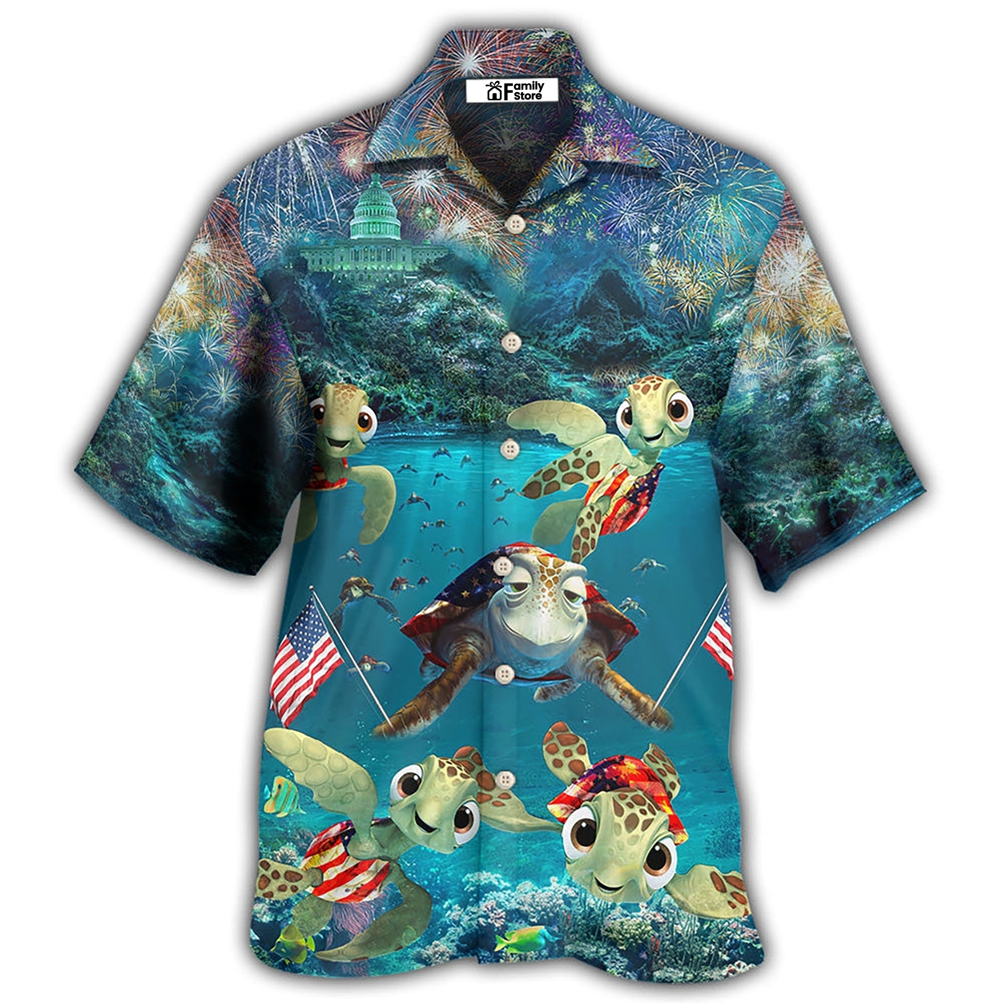 Turtle Independence Day Celebrate Under Sea – Hawaiian Shirt