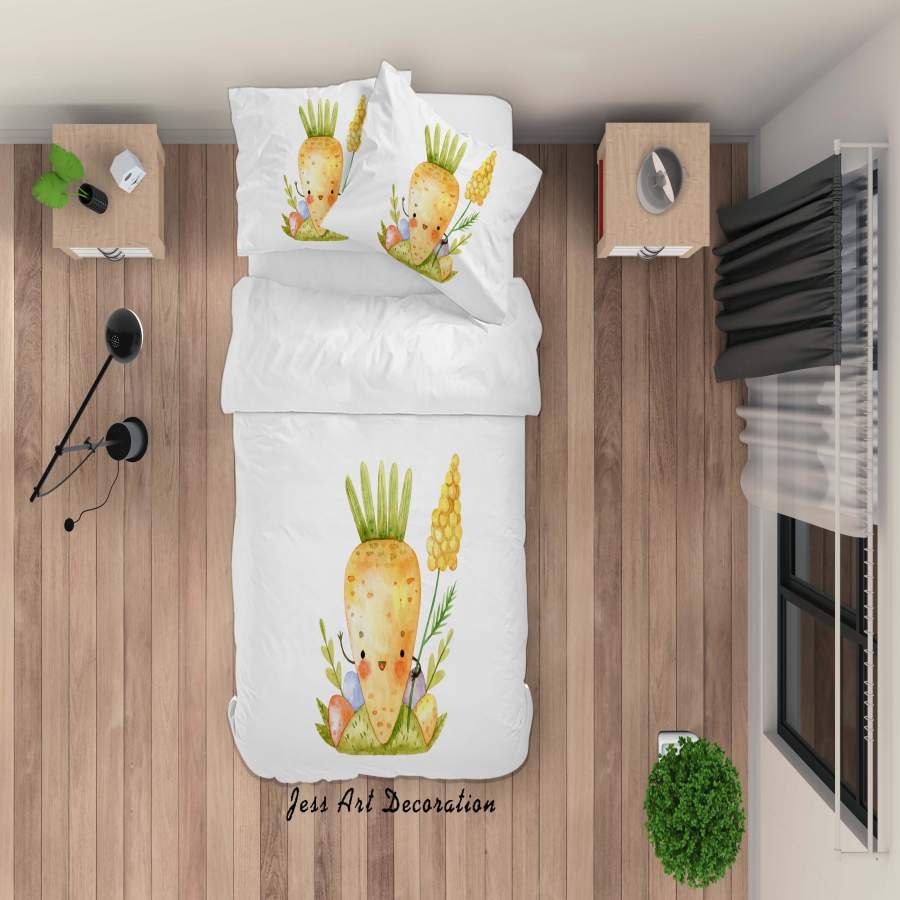 3D White Carrot Eggs Quilt Cover Set Bedding Set Duvet Cover Pillowcases SF90