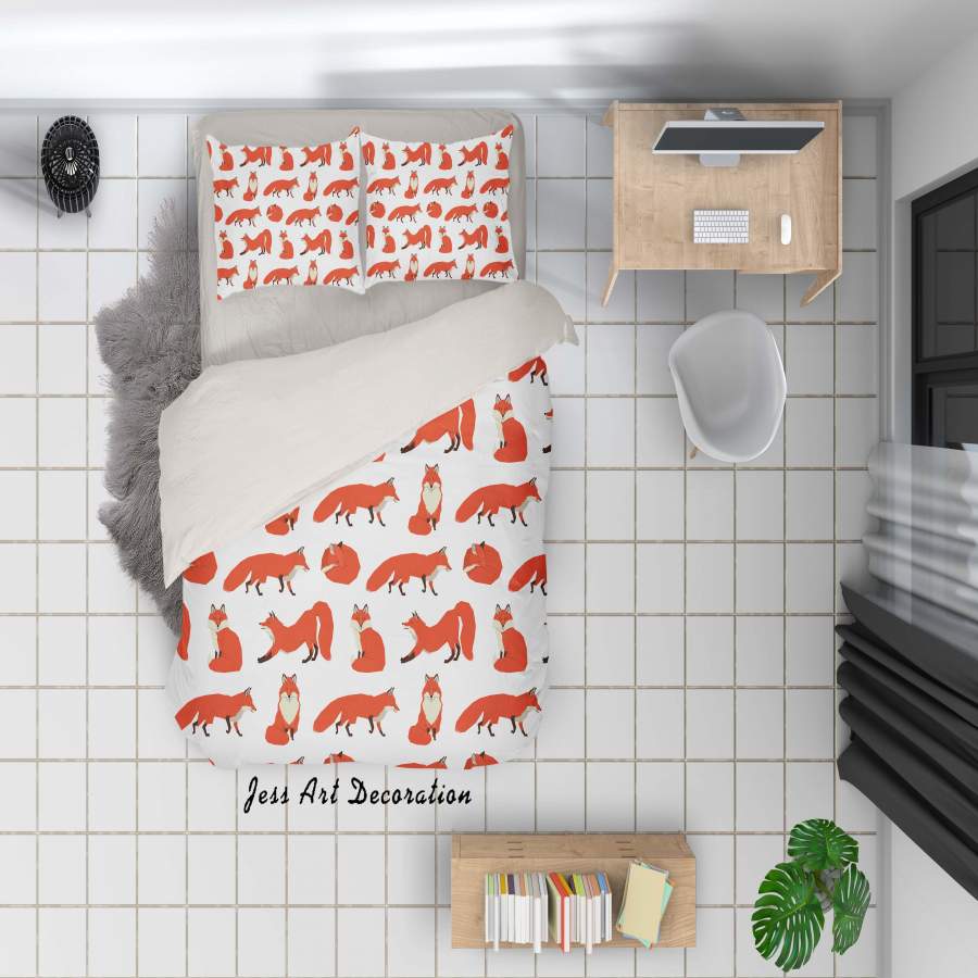 3D Orange Fox Quilt Cover Set Bedding Set Pillowcases 87