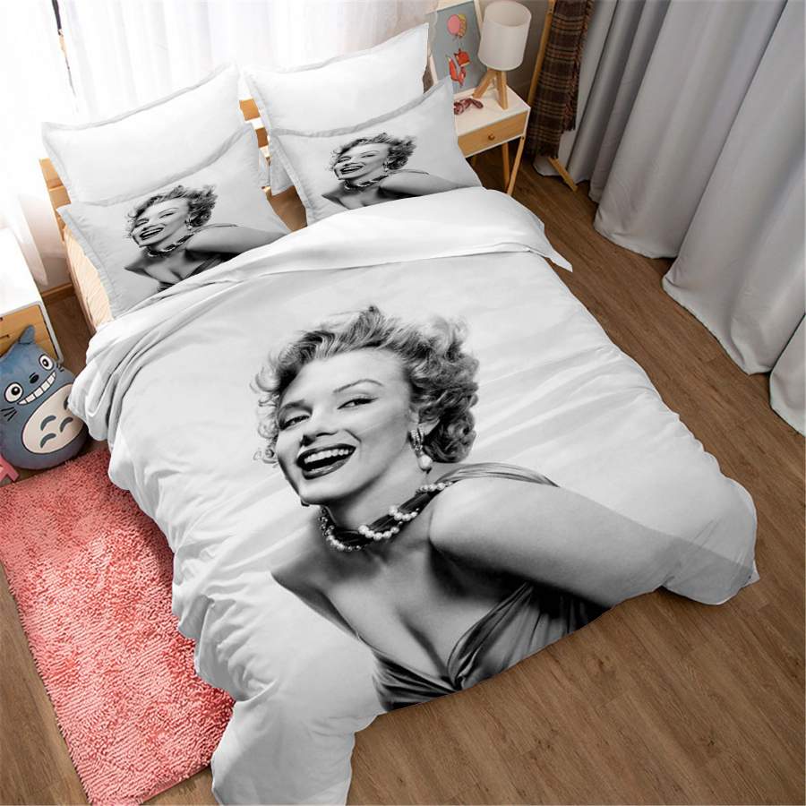 3D White Marilyn Monroe Quilt Cover Set Bedding Set Duvet Cover Pillowcases SF21