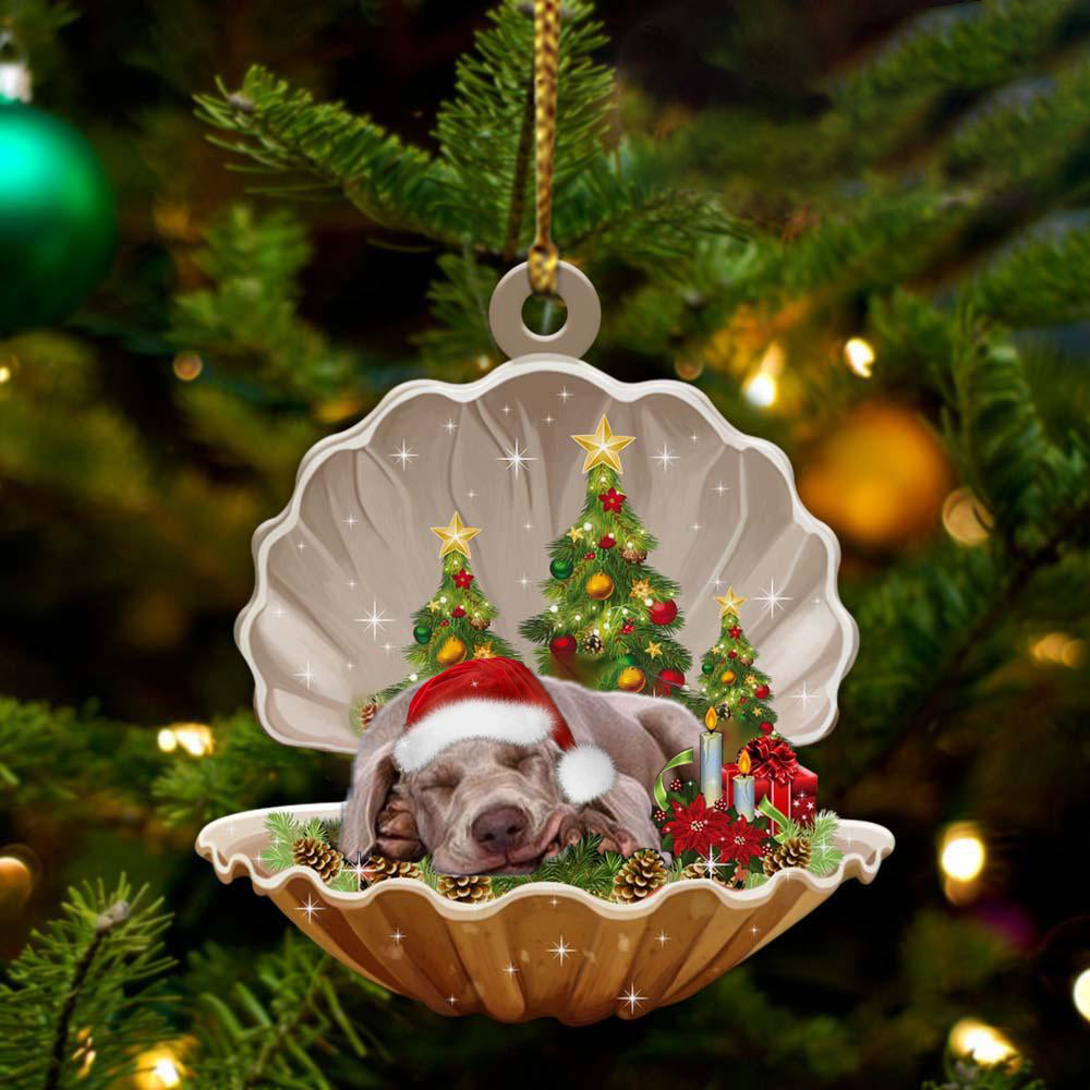 Weimaraner2 Sleeping Pearl In Christmas Two Sided Ornament