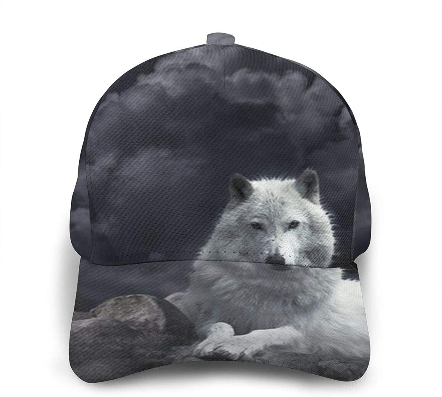 Wolf At Night Print Classic Baseball 3D Cap Adjustable Twill Sports Dad Hats For Unisex