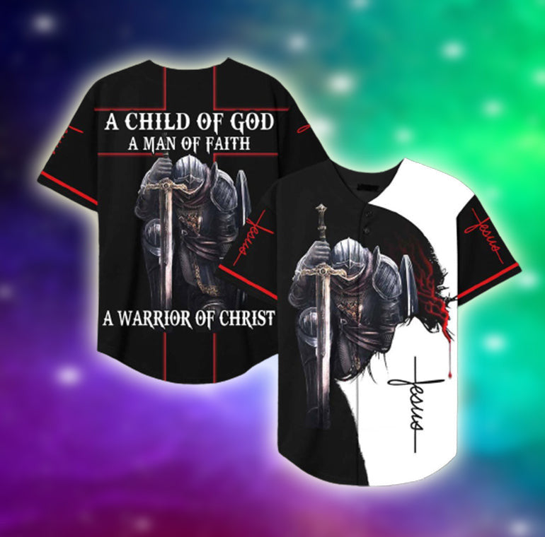 A Child Of God A Warrior Of Christ Lion Baseball Tee Jersey Shirt Printed 3D