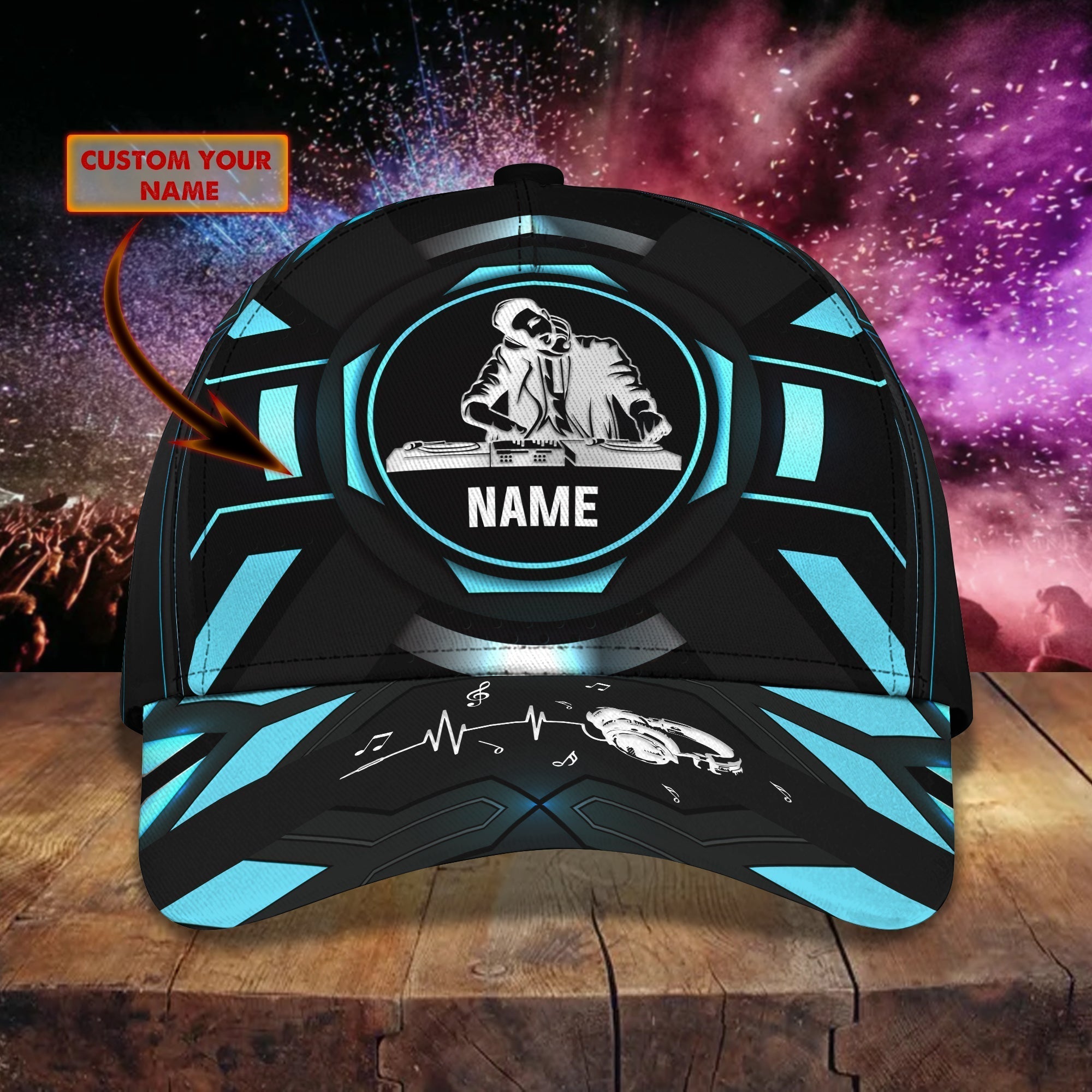 All Over Printed Baseball Cap For Dj, Classic Cap Hat For Disc Jockey, Gift For Husband Dj