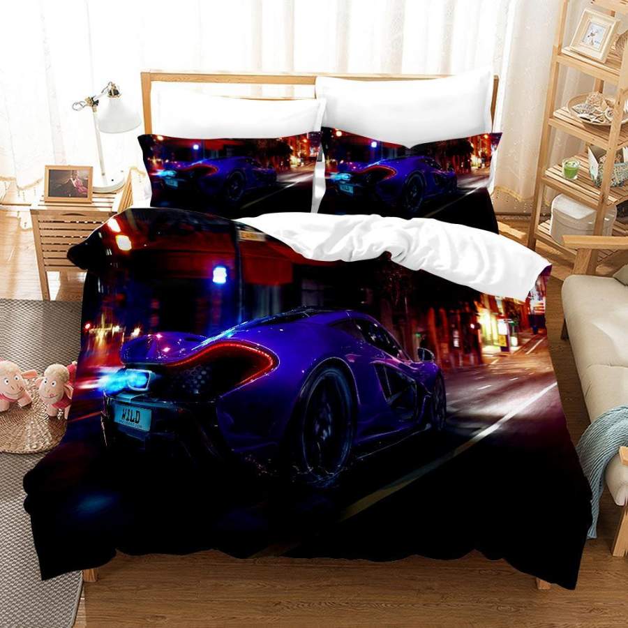 3D Blue Sports Car Quilt Cover Set Bedding Set Duvet Cover Pillowcases SF04