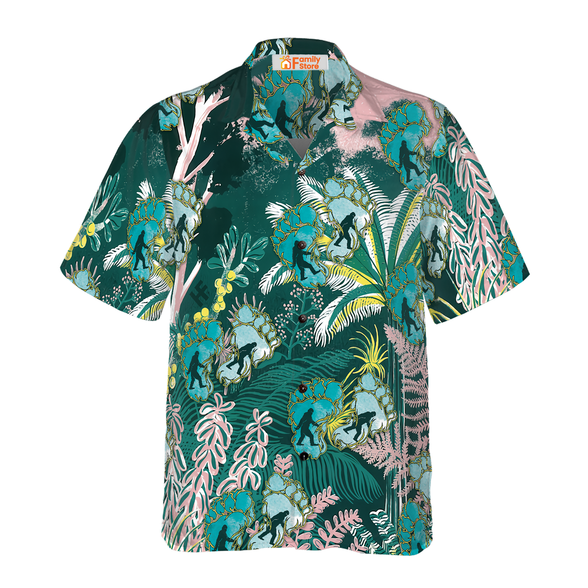 Tropical Forest And Leaves Bigfoot Hawaiian Shirt