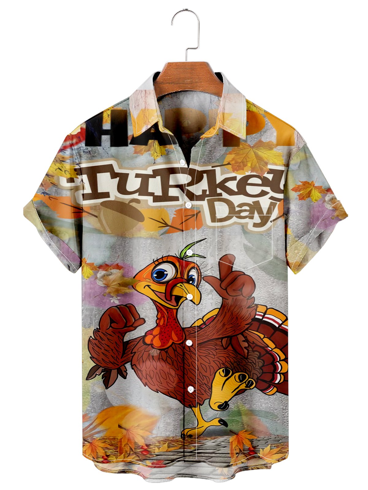 Turkey Day Chicken Men’S Short Sleeve Hawaiian Shirt