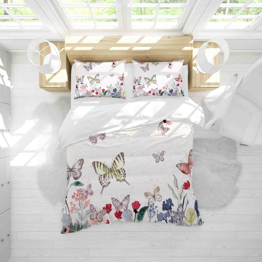 3D Butterfly Floral Quilt Cover Set Bedding Set Duvet Cover Pillowcases SF014