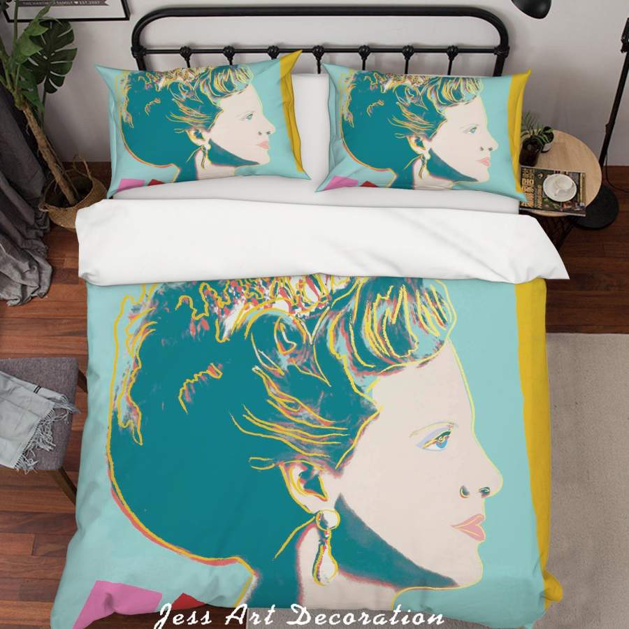 3D Andy Warhol Colorized Graceful Lady Green Quilt Cover Set Bedding Set Duvet Cover Pillowcases  ZY D20